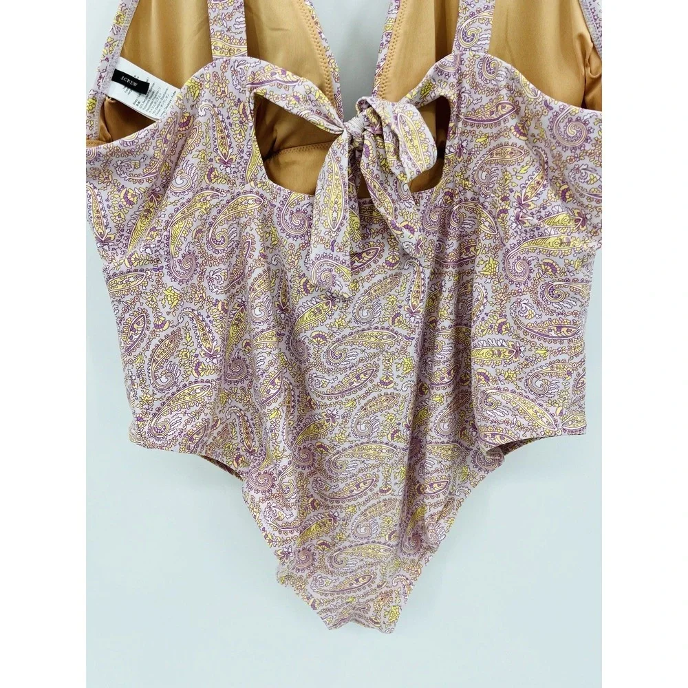 J Crew Swimsuit Women's Size 20 Tie Back One Piece Bathing Suit Lined Floral